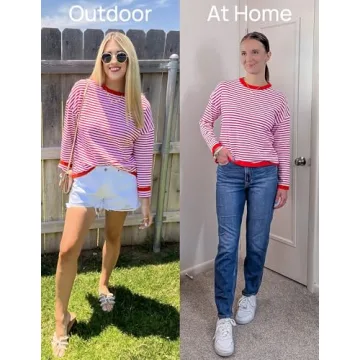 ZESICA Spring Lightweight Striped Sweater for Women