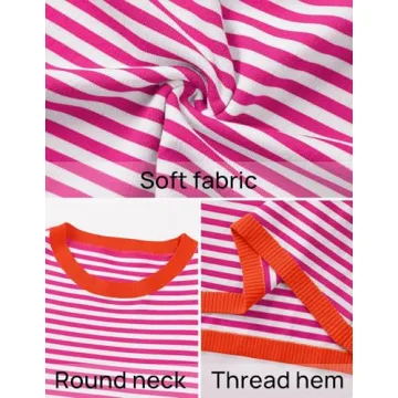 ZESICA Spring Lightweight Striped Sweater for Women