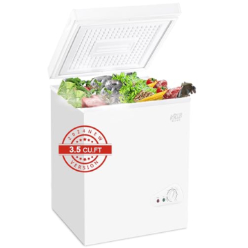 KRIB BLING Chest Freezer 3.5 Cu.Ft Mini 7 Gears Temperature Control Compact Deep Freezer with Top Op...