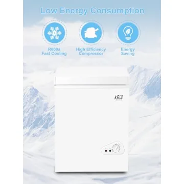 KRIB BLING Chest Freezer 3.5 Cu.Ft Mini 7 Gears Temperature Control Compact Deep Freezer with Top Open Door and Removable Storage Basket White