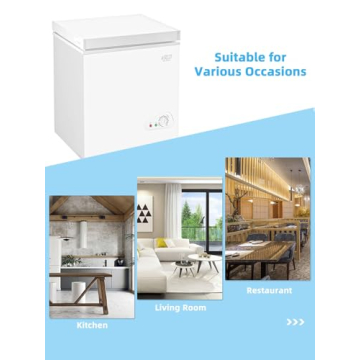 KRIB BLING Chest Freezer 3.5 Cu.Ft Mini 7 Gears Temperature Control Compact Deep Freezer with Top Open Door and Removable Storage Basket White