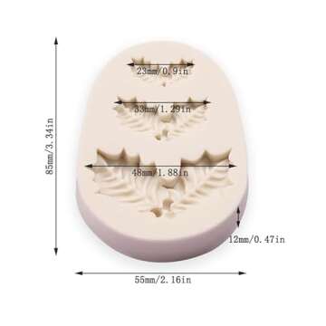 Gulinaza 4Pcs Christmas Holly Leaves Silicone Molds for DIY Cake Fondant Biscuit Cookies Soap Sugar ...