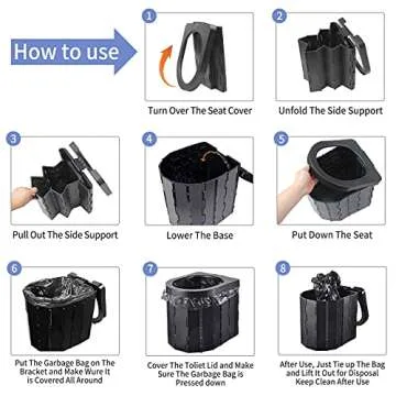 Portable Toilet for Camping, Portable Potty for Adults, Porta Potty Travel Toilet Commode Bucket Toilet for Camping, Car, Travel, Outdoor, Hiking, Backpack, Trips, Tent, Boat, Beach, Traffic Jam, Home