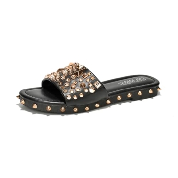 Cape Robbin Tonie Studded Sandals For Women - Flat Sandals For Women - Open Toe Summer Sandal - Wome...