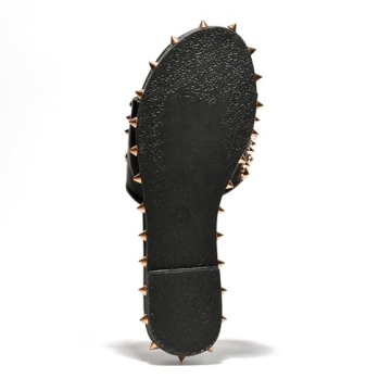 Cape Robbin Tonie Studded Sandals For Women - Flat Sandals For Women - Open Toe Summer Sandal - Women Flat Sandals - Womens Sandals Dressy Slip On Shoes - Black Size 8