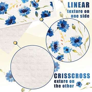 Remagr Swedish Kitchen Dish Towels Wildflowers Reusable Sponge Cleaning Cloths Absorbent Quick Drying Washable Cleaning Wipes No Odor Hand Towel (6)