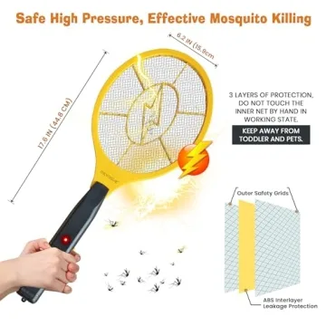 DEVOGUE Electric Fly Swatter Portable Bug Zapper Racket