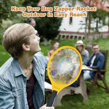 DEVOGUE Electric Fly Swatter Portable Bug Zapper Racket