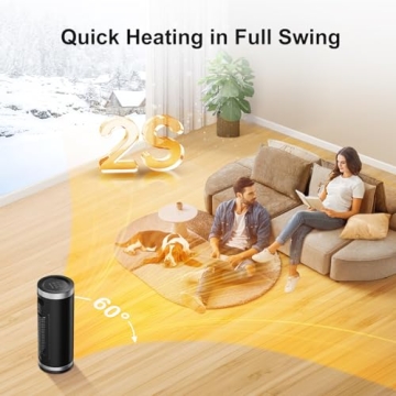 Space Heater, OWAAE Space Heaters for Indoor Use, 1500W Portable Electric Indoor Heater With 60°Oscillating, Thermostat, 3 Heatings Levels, Tip-over Protection for Office Bedroom Home,Silver