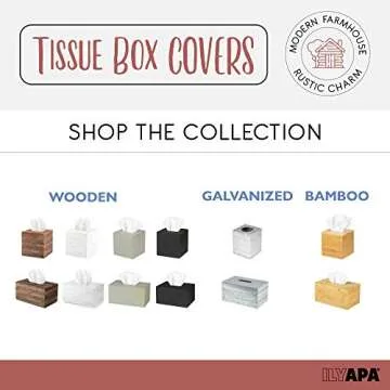Ilyapa Wood Tissue Box Cover - Rustic White Elegance