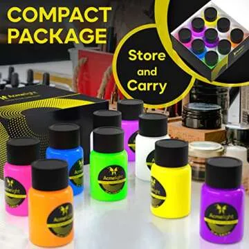 Vibrant Glow in the Dark Acrylic Paint Set - Art Supplies