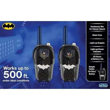 Batman Toy Walkie Talkies for Kids, Static Free Indoor and Outdoor Toys for Boys with Light Up Graphics Designed for Fans of Batman Toys