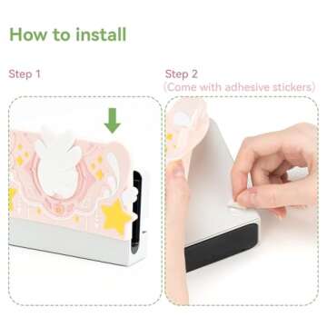 GeekShare Soft Silicone Faceplate Cover for Switch/OLED Charging Dock, Anti-Scratch Dock Cover- Star Wings Series (Pink)