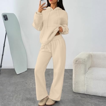 ZGHQHCDRH Women's 2 Piece Hoodie and Jogger Set for Fall Fashion