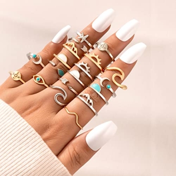 FUTIMELY Boho Rhinestone Knuckle Ring Set for Women