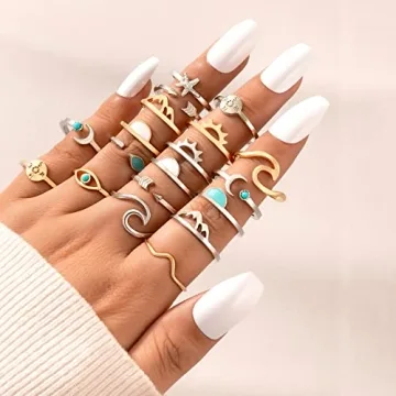 FUTIMELY Boho Rhinestone Knuckle Ring Set for Women