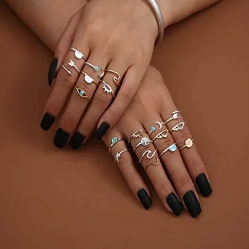 FUTIMELY Boho Rhinestone Knuckle Ring Set for Women