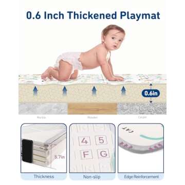 Baby Play Mat 79" X 71",Reversible Waterproof Foldable Foam Floor Playmat for Kids Toddlers, Extra L...