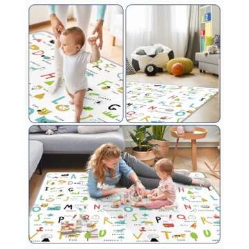 Baby Play Mat 79" X 71",Reversible Waterproof Foldable Foam Floor Playmat for Kids Toddlers, Extra Large Anti- Slip Baby Crawling Mat, Green