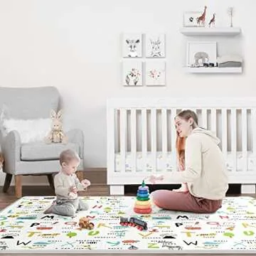 Baby Play Mat 79" X 71",Reversible Waterproof Foldable Foam Floor Playmat for Kids Toddlers, Extra Large Anti- Slip Baby Crawling Mat, Green