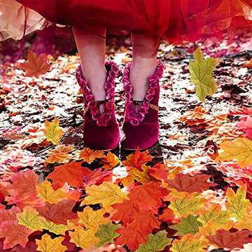 BINDUO 500 Pcs Artificial Maple Leaves Fall Decor Fake Fall Leaves Faux Autumn Leaf for Wedding DIY Bedroom Kitchen Table Centerpieces Christmas Party Thanksgiving Decorations （5 Colored Mixed）