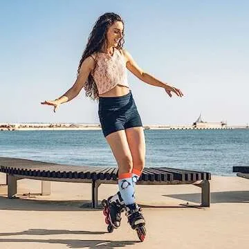 Junely Compression Socks for Women 20-30 mmhg Penguin Knee High Stockings for Running Support Nurses Pregnancy Flying Sports Penguin Gifts Blue