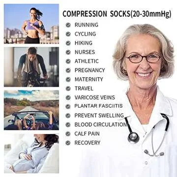 Junely Compression Socks for Women 20-30 mmhg Penguin Knee High Stockings for Running Support Nurses Pregnancy Flying Sports Penguin Gifts Blue