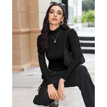 Ekouaer Women's Lightweight Turtleneck Long Sleeve Shirts