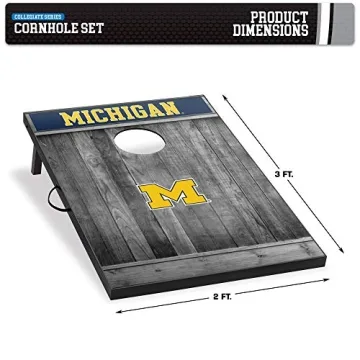 Wild Sports NCAA College Michigan Wolverines Tailgate Toss - Gray Wood Designmichigan Wolverines Tailgate Toss - Gray Wood Design, Team Color, 2'X3'