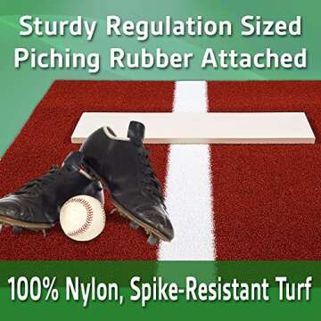 All Turf Mats® Softball Pitching Mat with Pitching Rubber - Indoor/Outdoor Training Equipment for F...
