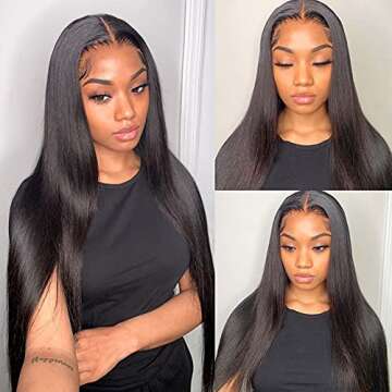 Nobility Hair 10A Lace Front Human Hair Wigs (24inch) 13x4 Brazilian Straight Lace Front Wigs 100% Unprocessed Virgin Human Hair with Baby Hair Pre Plucked 150% Density for Black Women Natural Color