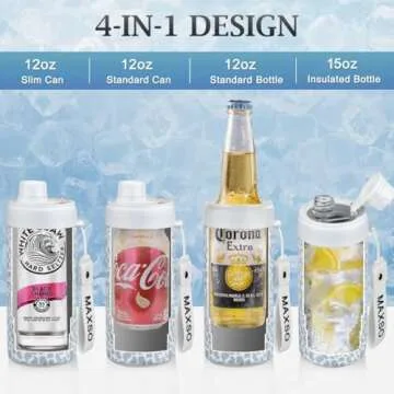 MAXSO Sealed Can Cooler Fizz Lid Can Cover for 12 oz Regular, Slim Skinny Cans & As Thermal Bottle, 4-in-1 Insulated Vacuum Stainless Steel Carbonated Cold Drink Holder - Leopard