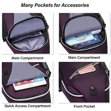 MOSISO Purple Sling Backpack for Travel & Hiking