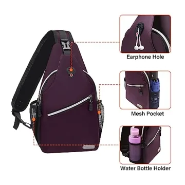 MOSISO Purple Sling Backpack for Travel & Hiking