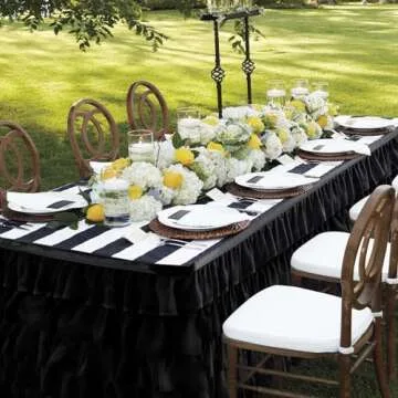 JEVIX Black Tulle Table Skirt 9ft Tutu Table Skirt For Rectangle Table Birthday Party Decorations Baby Shower Girls Parties Cake Dessert Table Decorations Ruffle Table Skirting