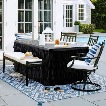 JEVIX Black Tulle Table Skirt 9ft Tutu Table Skirt For Rectangle Table Birthday Party Decorations Baby Shower Girls Parties Cake Dessert Table Decorations Ruffle Table Skirting