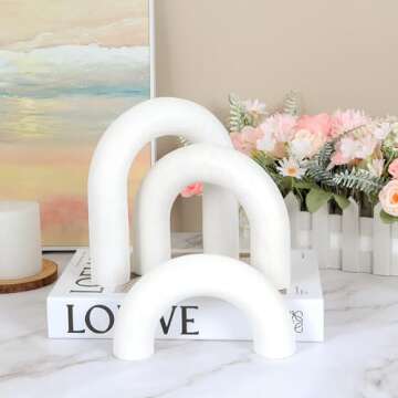 HMASYO 3Pcs Wood Arch Decorative Objects, Coffee Table Decor, Shelf Decor Aesthetic, Neutral Home De...
