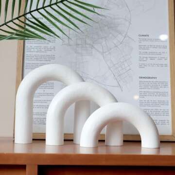 HMASYO 3Pcs Wood Arch Decorative Objects, Coffee Table Decor, Shelf Decor Aesthetic, Neutral Home Decor Accents for Living Room, Modern Table Top Bookshelf Decor Boho Office Decor