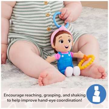 Ms. Rachel Official Sensory Take-Along Toy, Baby Swing & Baby Stroller Teething Toys with Rattle & Clip, Toddler Toys for Girls & Boys for Ages 0-1+
