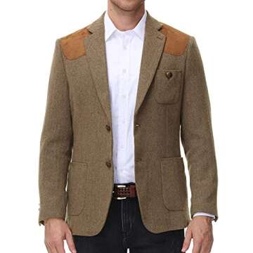 Men's British Tweed Blazer Stylish Wool Blend Coat