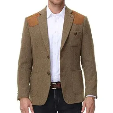 Men's British Tweed Blazer Stylish Wool Blend Coat