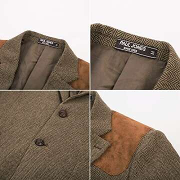 Men's British Tweed Blazer Stylish Wool Blend Coat