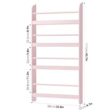 FOTOSOK Kids Bookshelf, Wall Mount 4-Tier Book Shelf Organizer for Toys and Books, Toy Storage Books...