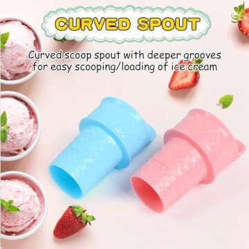 4Pcs Plastic Ice Cream Cone Holder, Ice Cream Snow Cone Rack, Ice Cream Cone Scoop, Reusable Mini Ic...