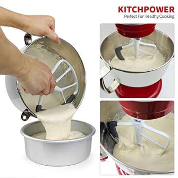 KITCHPOWER 6 Quart Flex Edge Beater for Bowl-Lift Stand Mixers, Paddle Attachment Mixer Accessory