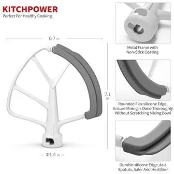 KITCHPOWER 6 Quart Flex Edge Beater for Bowl-Lift Stand Mixers, Paddle Attachment Mixer Accessory