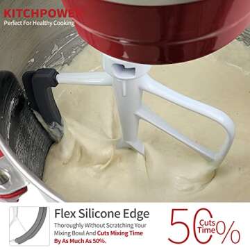 KITCHPOWER 6 Quart Flex Edge Beater for Bowl-Lift Stand Mixers, Paddle Attachment Mixer Accessory