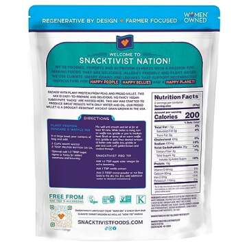 Snacktivist Plant-Based Protein Pancake & Waffle Mix, Gluten-Free, Non-GMO, Vegan, 12 Ounce