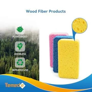 Temede Large Cellulose Sponges, Kitchen Sponges for Dish, Thick Heavy Duty Scrub Sponges, Non-Scratch Scrubber for Household, Cookware, Bathroom, Compressed Packaging (5 Pack)