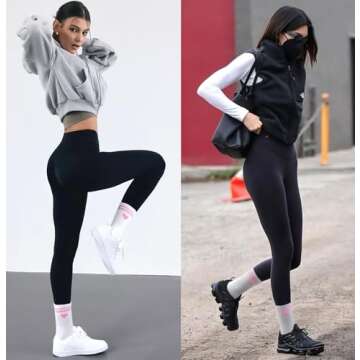 Toes Home Pilates Socks for Women with Non Slip Grippers, Yoga Crew Socks for Barre Hospital Sticky Slipper Socks 4 Pairs Pink Heart